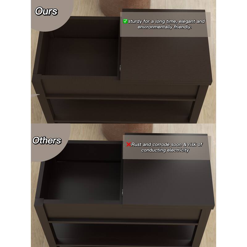 Retro Narrow Side Table with Storage