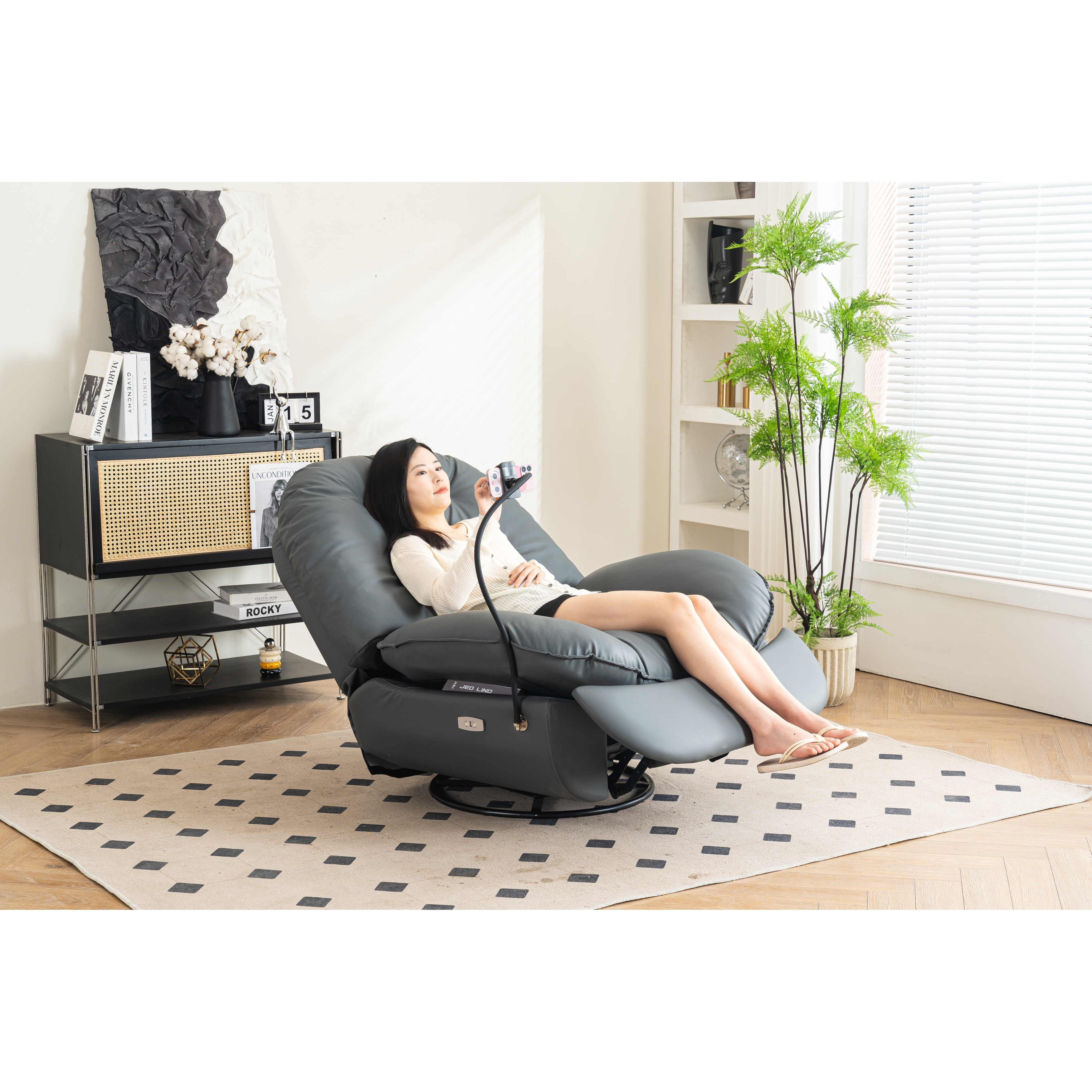 Huntington top grain leather glider recliner sales