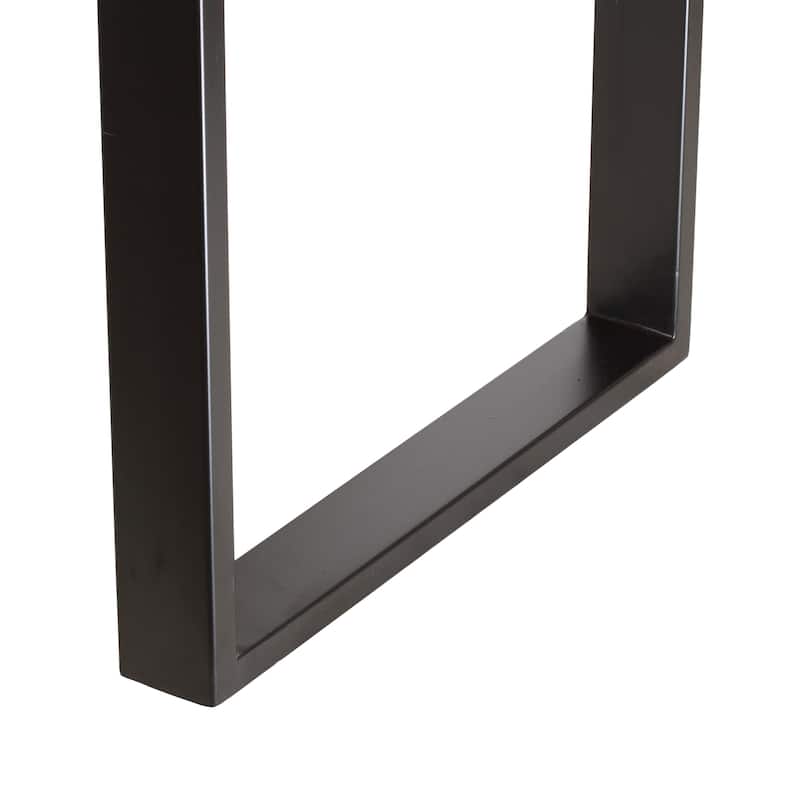 Logan Dining Table, Rectangular Brown Wood Top, Black Iron Legs, 55 Inch