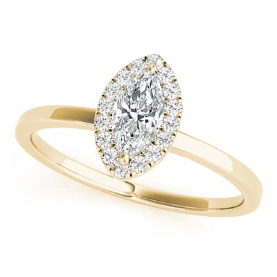 Auriya 14k Yellow Gold Lab Grown Marquise Diamond Halo Engagement Ring 0.50 to 5.00 ct. tw. (F-G VS)