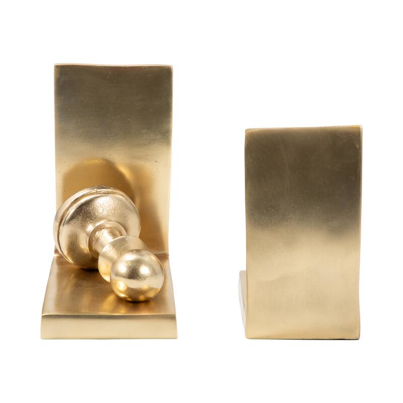Decorative Metal Chess Pawn Bookends - Set of 2, 11", Gold - 11.0"