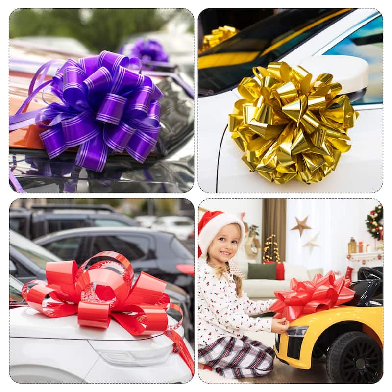 12 Inch Giant Large Pull Bow Big Metallic Car Bows Ribbon for Wedding - Multicolor
