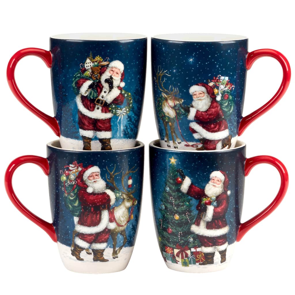Certified International Santa's Secret 16 oz. Mugs, Set of 4 Assorted Designs
