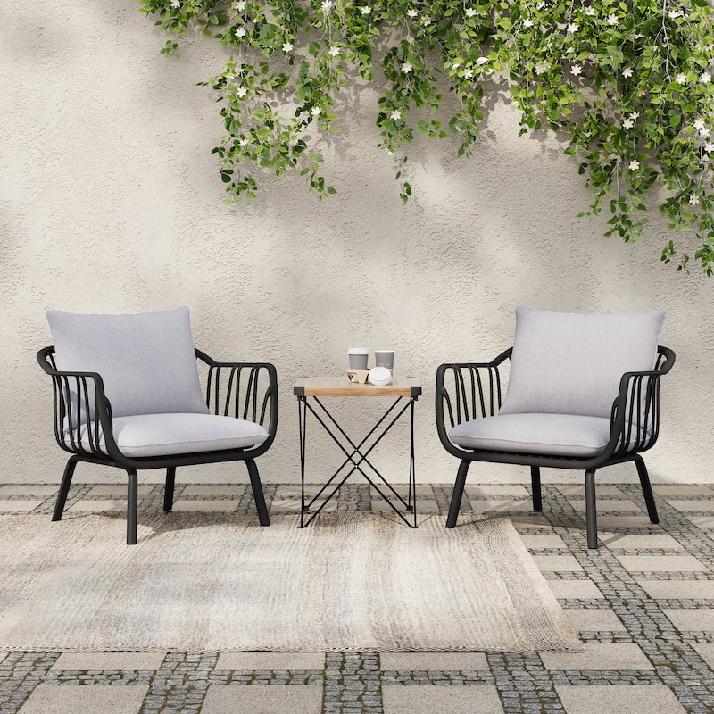 Carli Modern Indoor/Outdoor Club Chairs with Cushions (Set of 2) by Christopher Knight Home