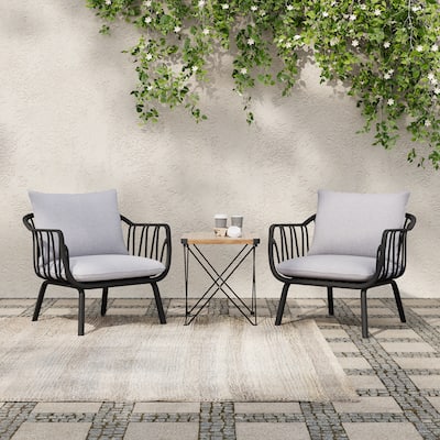 Carli Modern Indoor/Outdoor Club Chairs with Cushions (Set of 2) by Christopher Knight Home