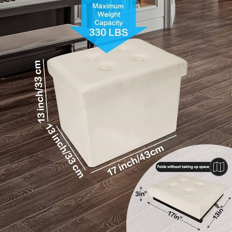 2PC Storage Ottoman Folding Foot Rest Stool