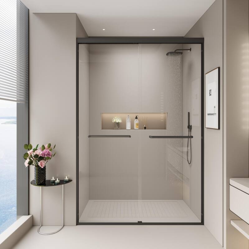 Double Sliding Shower Door, Semi-frameless