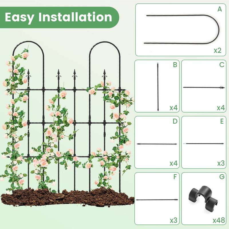 Gymax 58'' x 73'' Garden Trellis for Climbing Plants Rustproof Metal