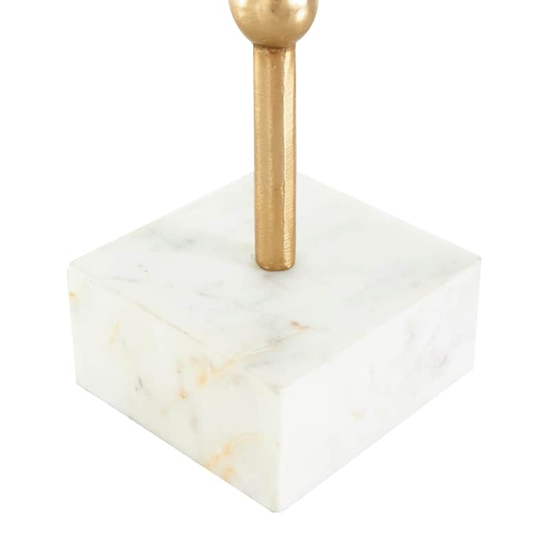 Aluminum Metal Abstract Textured Spiral Sculpture with Marble Base - Gold - Roche River Decor - 4"W x 13"L x 20"H