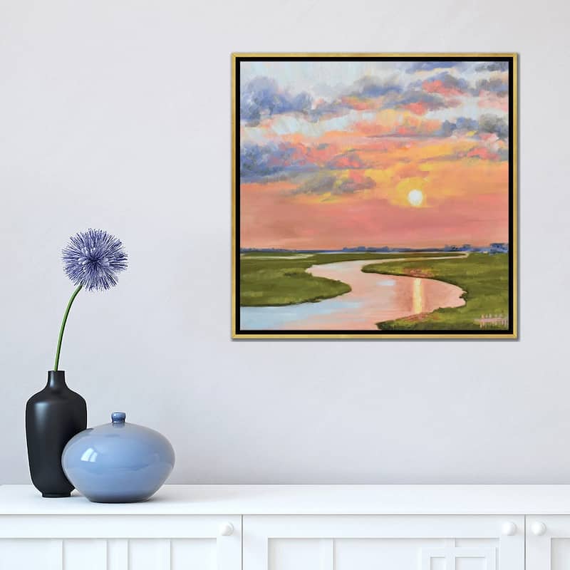 iCanvas "Glassy Waters On The Marsh" by April Moffatt Framed Canvas Print