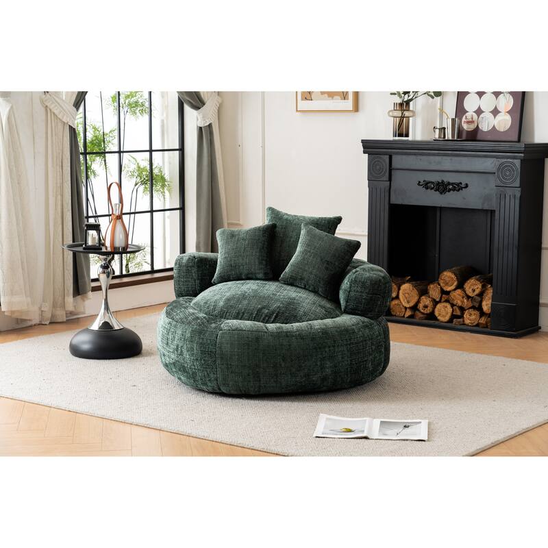 Bean Bag Lazy Sofa with Ultra Soft Chenille Cover,Round Bean Bag,Indoor & Outdoor