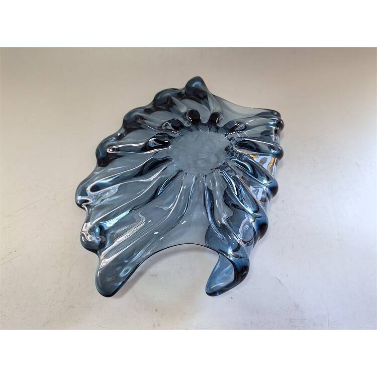 Modern Sculptural Glass Centerpiece Bowl Decorative Accent 14"x10"