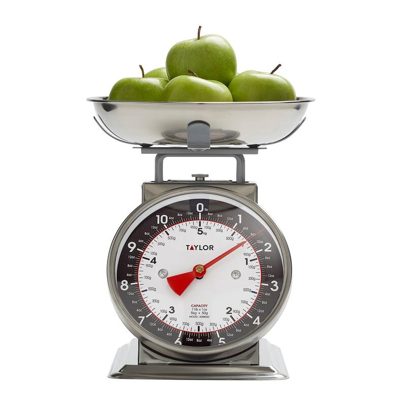 Taylor Mechanical Kitchen Weighing Food Scale Weighs up to 11lbs, Stainless Steel