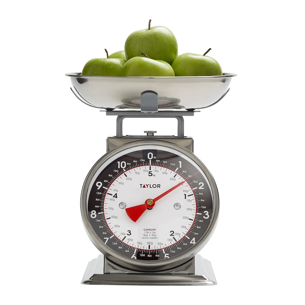 Taylor Mechanical Kitchen Weighing Food Scale Weighs up to 11lbs, Stainless Steel