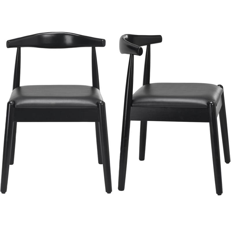 Set of 2 Mid-Century Modern Dining Chairs - Black