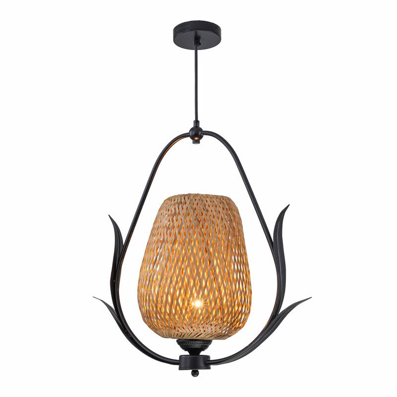 Lia 1-Light Rattan Pendant Light - 20 in. Tall