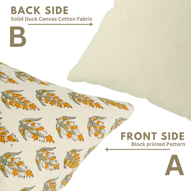 Fabdivine Hand Block Print Pillowcase in Cotton for Hotel Floral Cushion Cover Farmhouse Throw Décor, Coastal Tulip