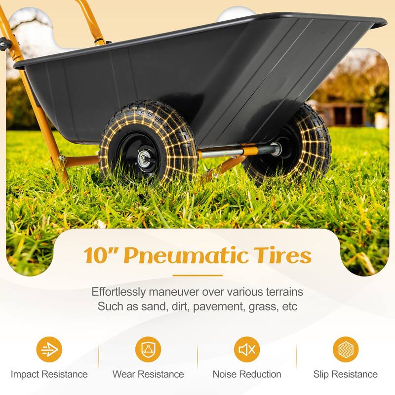 Gymax Dual-Wheel Wheelbarrow w/ Pneumatic Tires 330 LBS Load Capacity