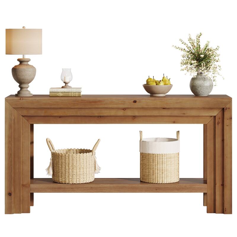 63-Inch Solid Wood Entryway Table, Console Tables with Storage Shelf, Entry Furniture for Entrance, Hallway, Living Room