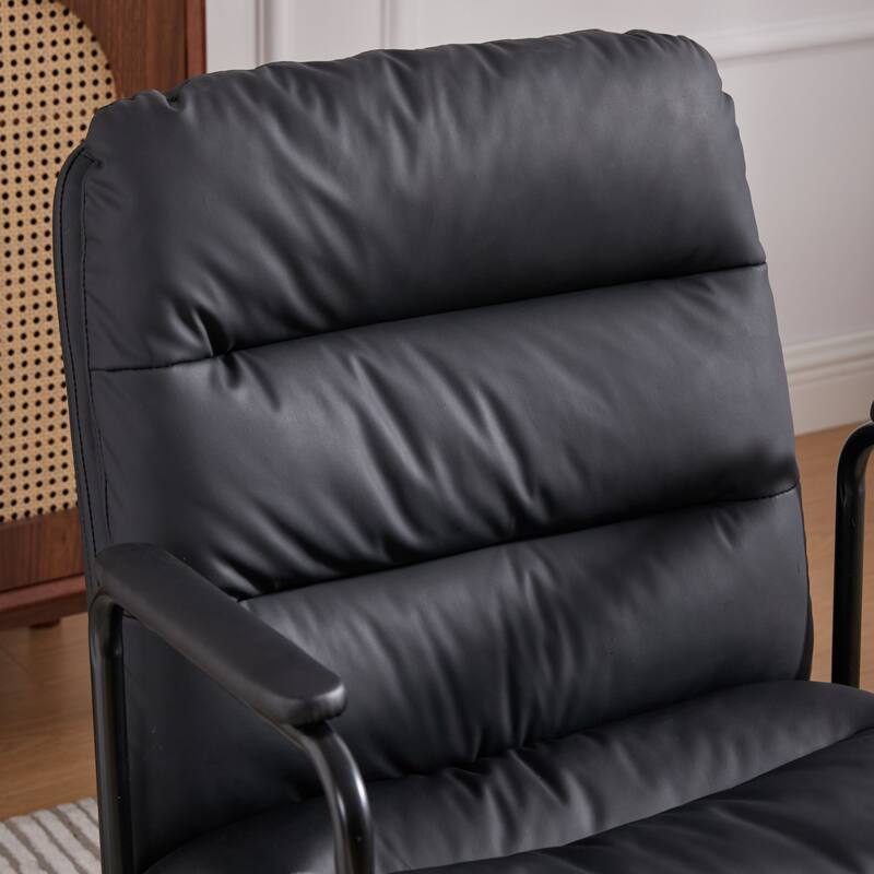 Office Chair,Mid Back Home Office Desk Task Chair with Wheels and Arms Ergonomic PU Leather Computer Rolling Swivel Chair