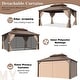 preview thumbnail 60 of 129, Outdoor Hardtop Gazebo Pergola w Galvanized Steel Roof and Aluminum Frame, Prime Curtains and nettings include