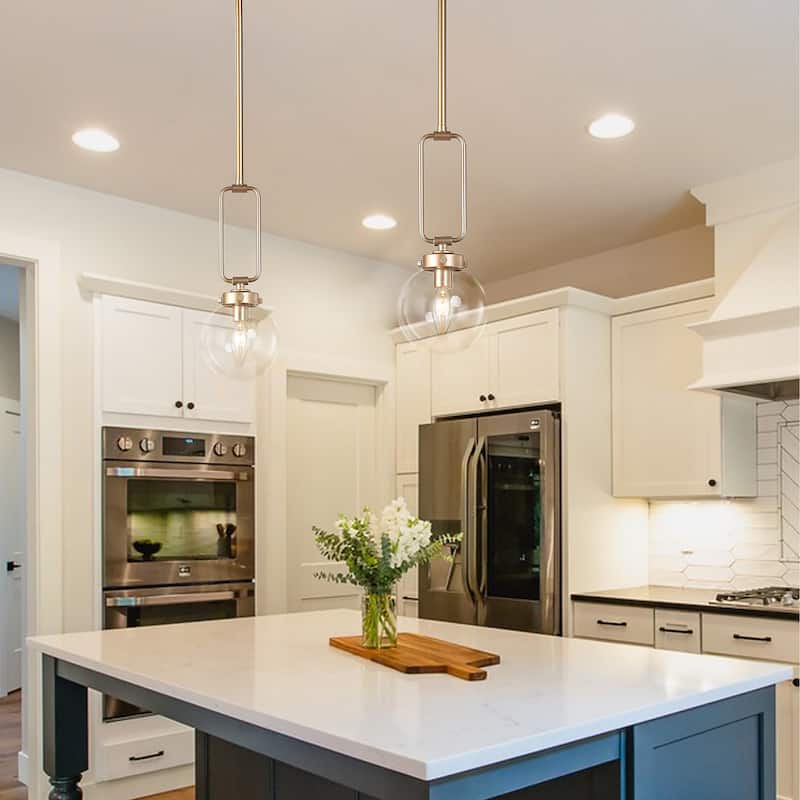Rella Modern Contemporary Mini Kitchen Island Pendant Light with Globe Glass - Satin Bronze - D5" x H12.5"
