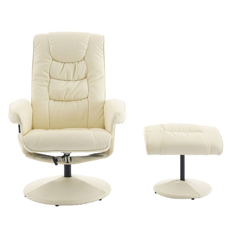 Swivel Recliner Chair with Ottoman, Heated Seat, 5-Point Vibration Massage and 140° Adjustable Backrest