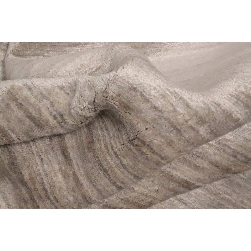 Hand Knotted Oriental Viscose Silk Carpet Tribal Animal Pictorial Beige & Ivories Gabbeh Area Rug - 8' 9'' X 8' 9''