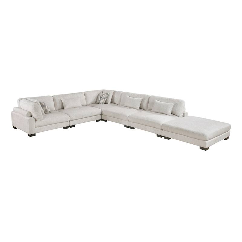 Abbeville Microfiber 6-Piece Modular Sectional with Ottoman - Beige