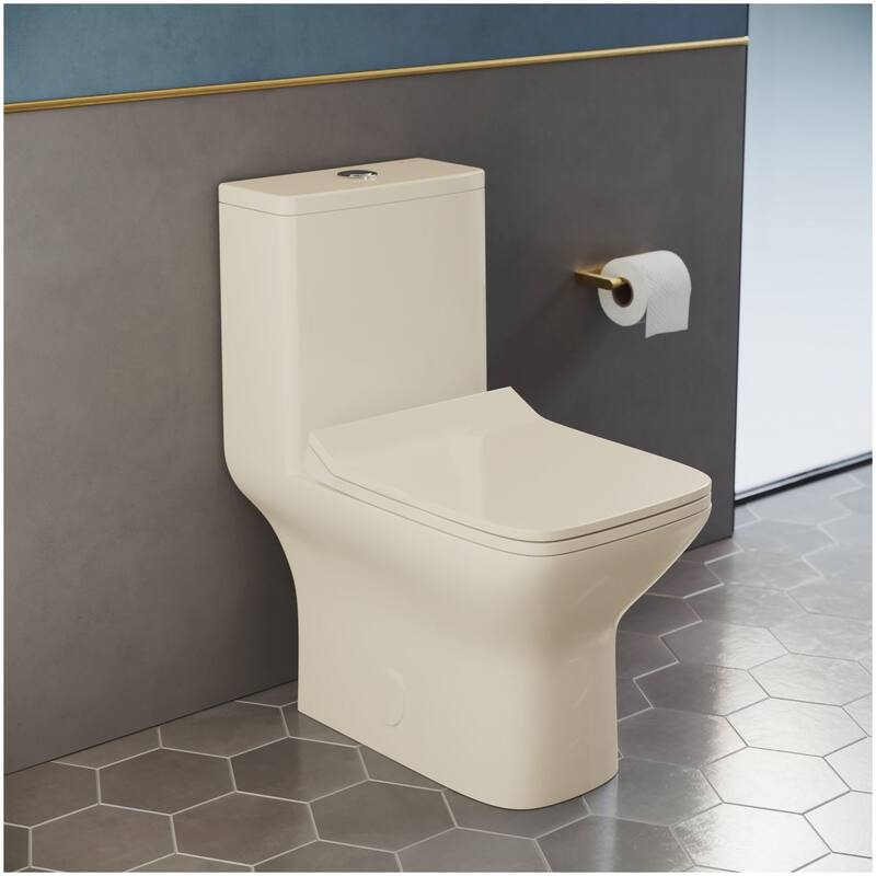 Swiss Madison SM-1T256 Carre 1.28 GPF Dual Flush One Piece Elongated - Bisque