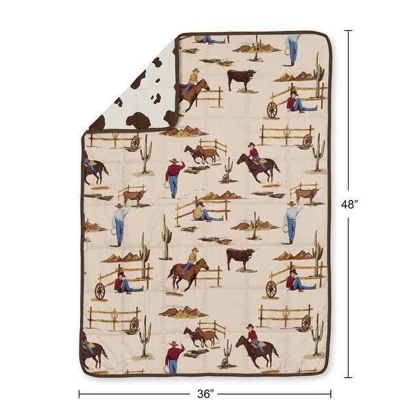 Sweet Jojo Designs Brown Western Cowboy Boy Toddler Weighted Blanket 5lbs for Kids - Cow Print and Wild West, Southern Charm