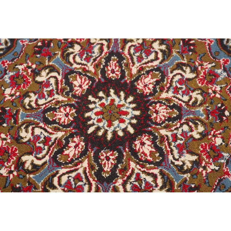 Traditional Red Kashan Turkish Area Rug Medallion Machine Made Carpet - 9'7" x 12'11"