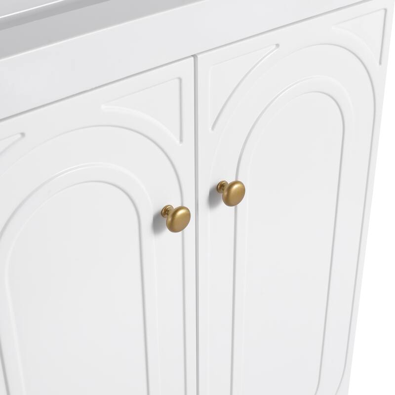 Modern 24 Inch Freestanding Bathroom Vanity Base without Sink, Storage Cabinet with Soft-Close Doors and Adjustable Shelves