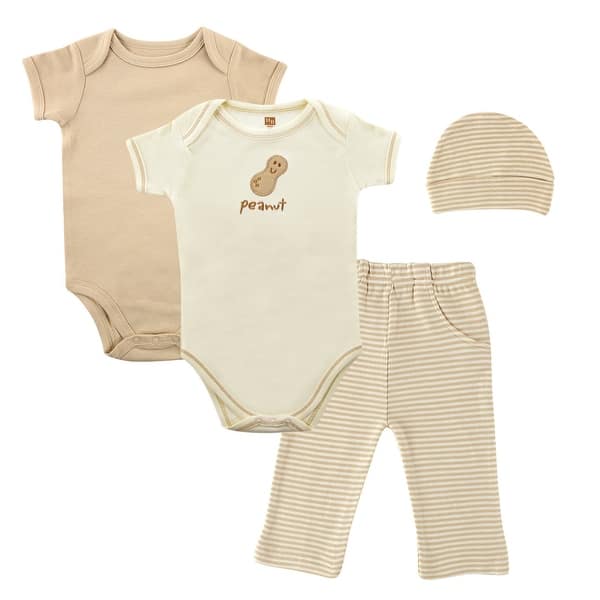 slide 1 of 1, Touched by Nature Baby Unisex Organic Cotton Bodysuit and Pant Set, Peanut, 0-6 Months - Peanut 0-6 Months - Peanut