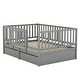 preview thumbnail 4 of 25, Full Size Daybed with Fence Guardrails and Drawers Floor Bed and Daybed, Gray
