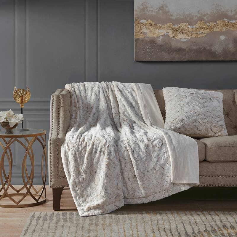 Madison Park Zuri Fax Fur Square Pillow