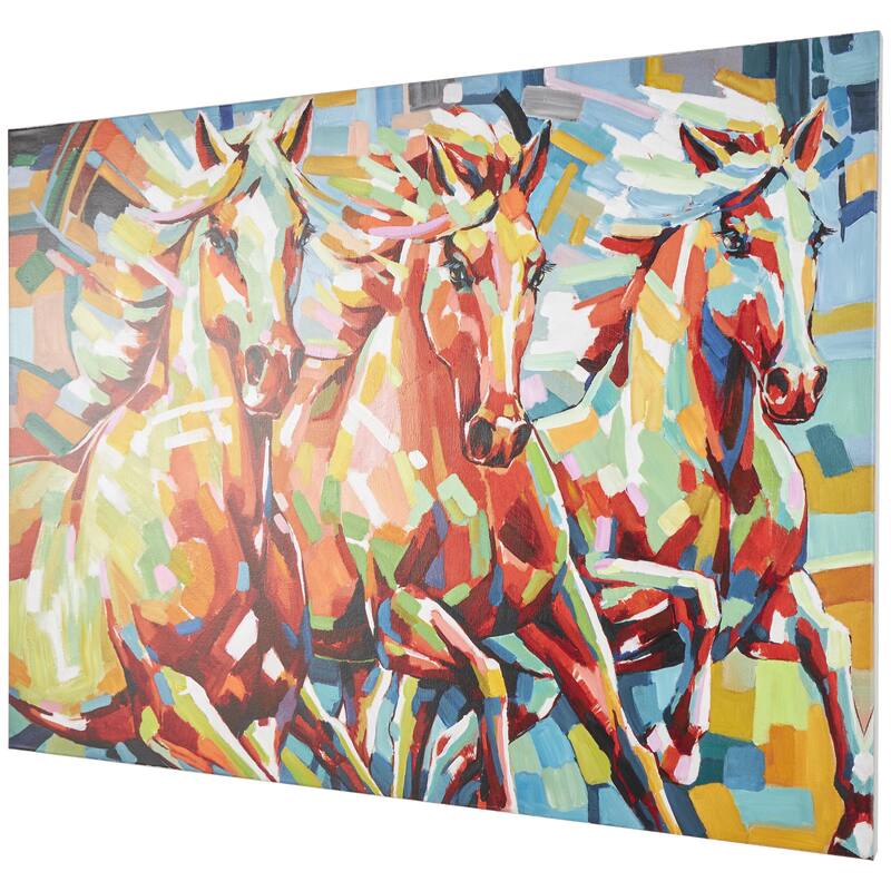 Canvas Horse Abstract Paint Splatter Wall Art with Abstract Paint Stroke Design - Multi Colored - Roche River Decor