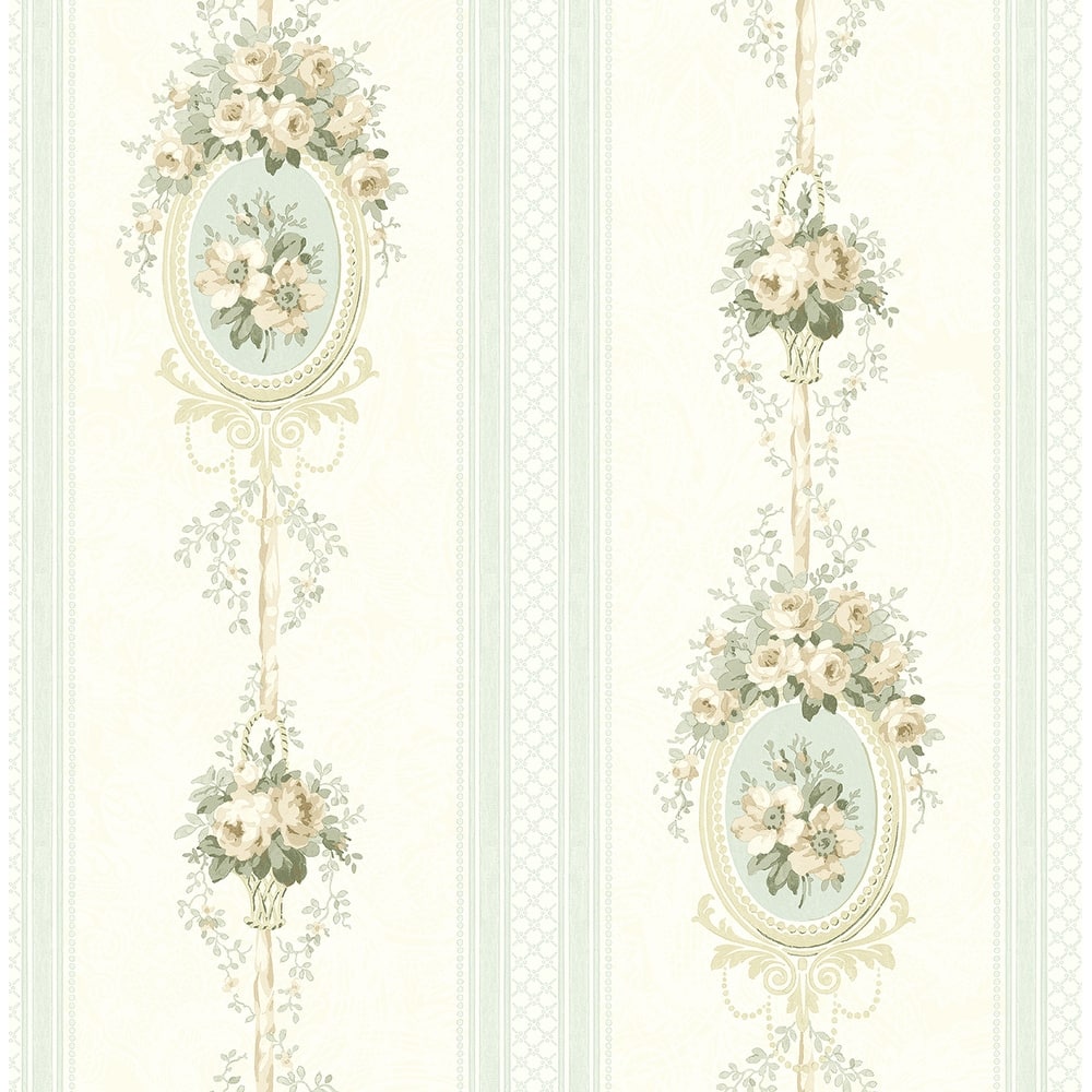 Seabrook Designs Yvette Cameo Stripe Unpasted Wallpaper