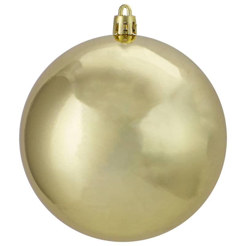 12ct Champagne Gold Shatterproof Shiny Christmas Ball Ornaments 4"