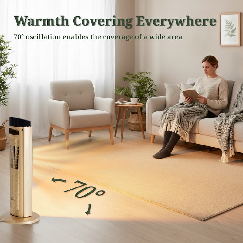 Space Heater, Electric Heaters with Thermostat and Remote, 12H Timer, 1500W PTC Ceramic Fast Safety Heat for Office Bedroom Home