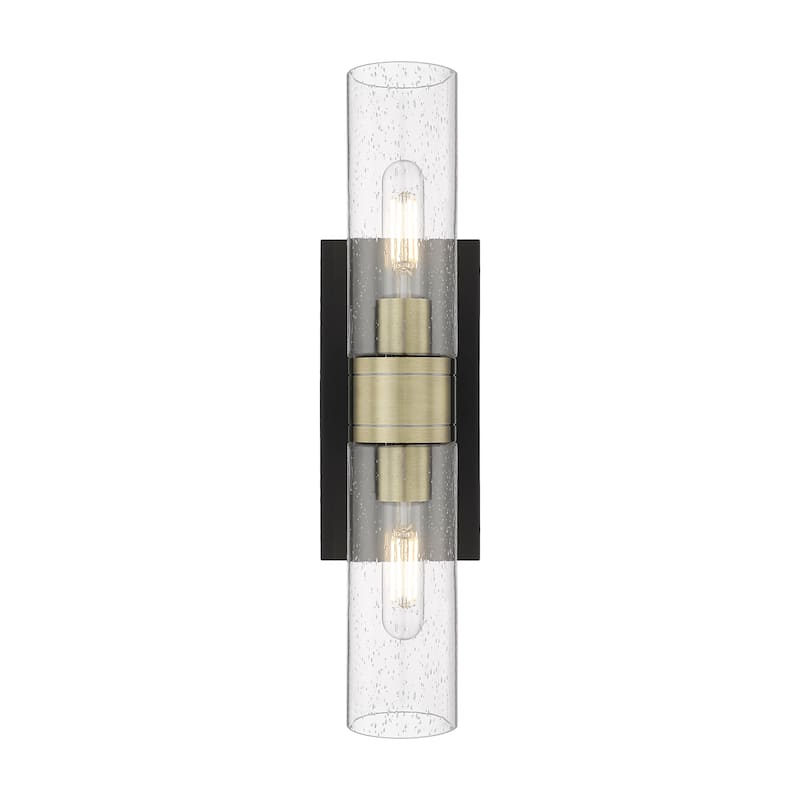 Innovations Lighting Ballston Urban - 2 Light 8" Wall-Mounted Bath Vanity Light - Black Antique Brass/Seedy