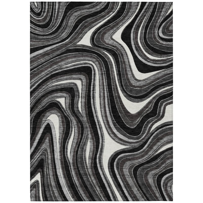 Machine Washable Indoor/ Outdoor Chantille Contemporary Abstract Rug