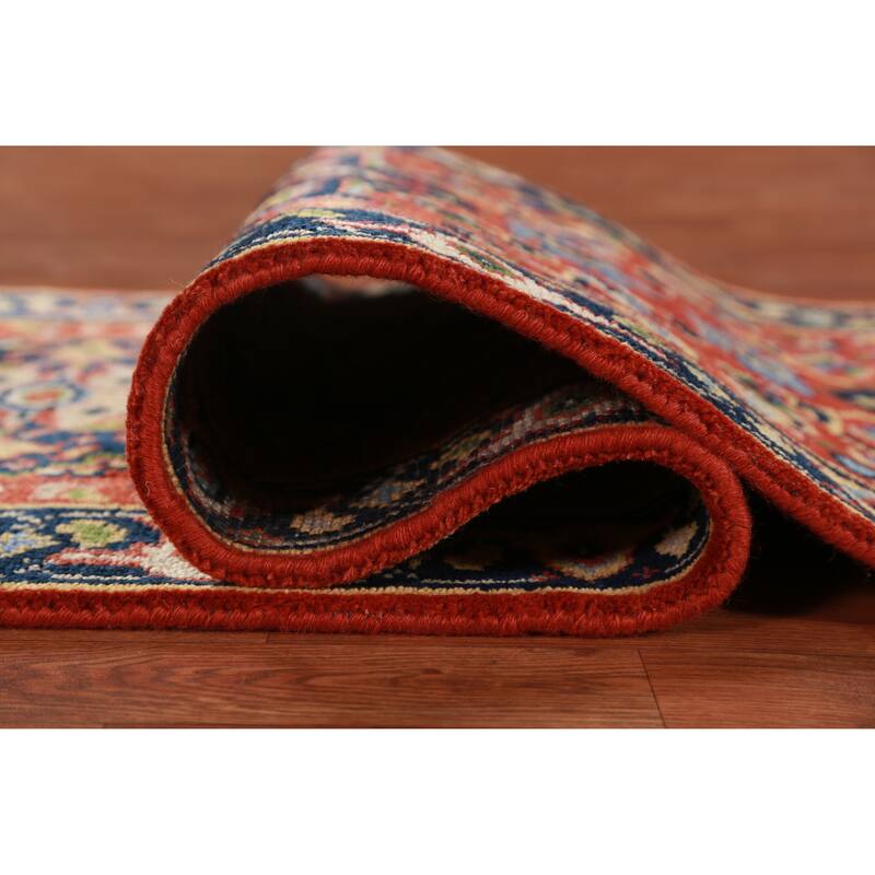 Hand Knotted Oriental 100% Wool Carpet Traditional Geometric Oranges & Rust Heriz (serapi) Runner Rug - 9' 9'' X 2' 6''