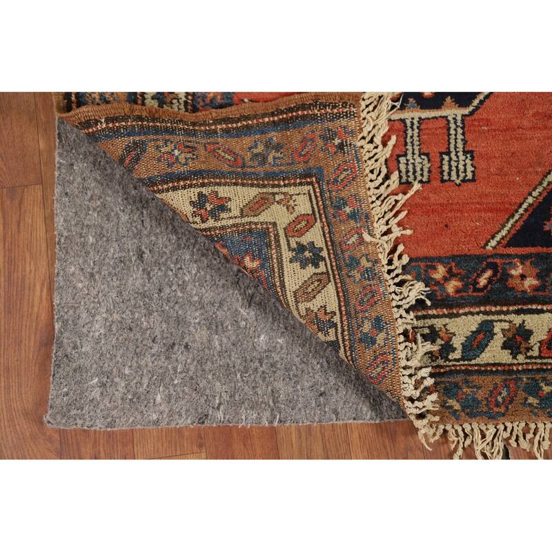 Orange Geometric Bakhtiari Vintage Persian Wool Carpet - 3'0" x 12'1"