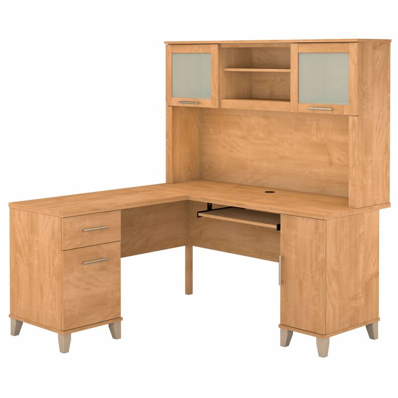 Bush Furniture Somerset 60W L Shaped Desk with Storage Hutch