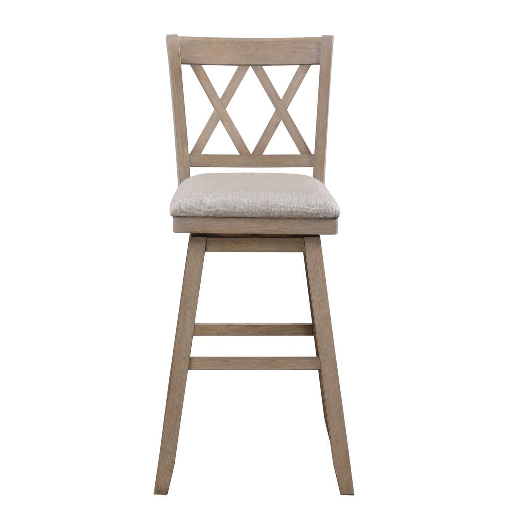 42.5" Brown High Double Cross Bar Stool with Swivel Seat