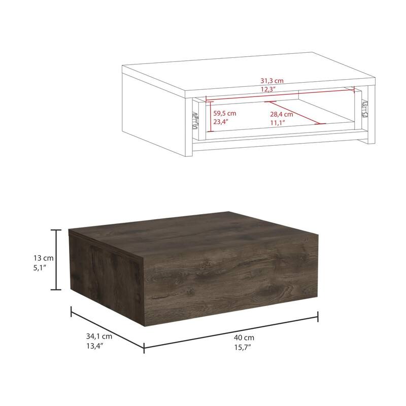 Milano Modern Floating Bedroom Nightstand with Storage Drawer