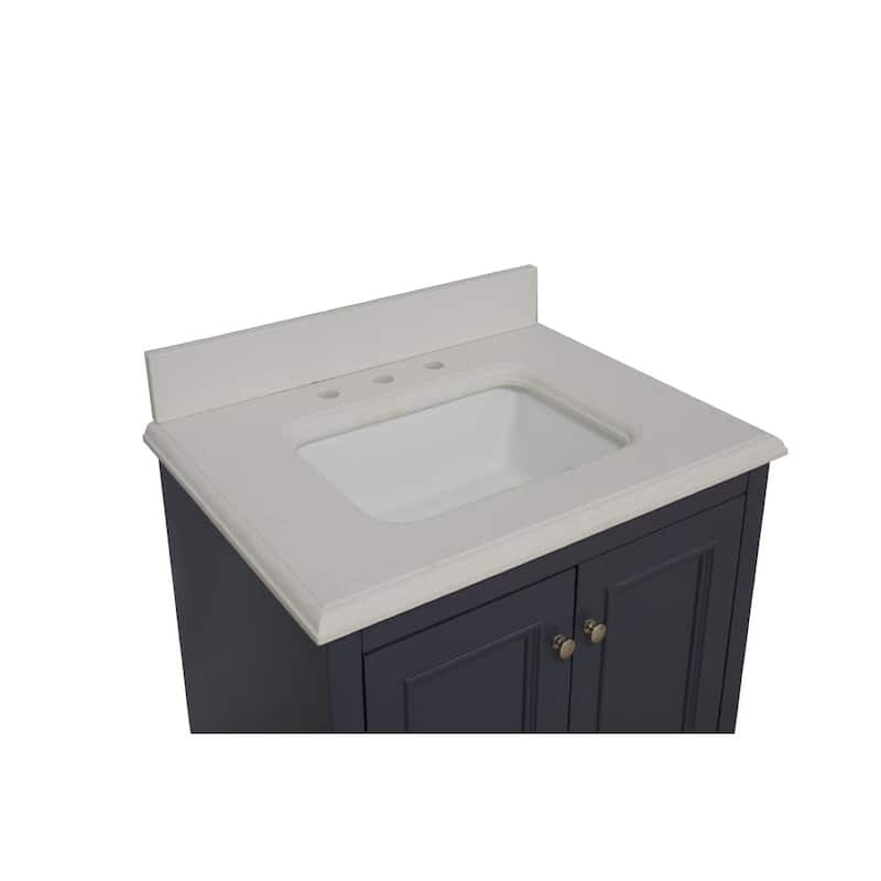 KitchenBathCollection Nantucket 30" Bathroom Vanity with Quartz Top