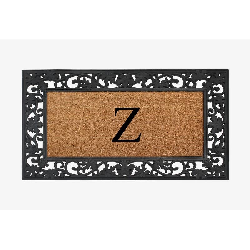 A1HC Rubber and Coir Dirt Trapper Heavy Weight Large Monogrammed Doormat 23"X38", Black - Z