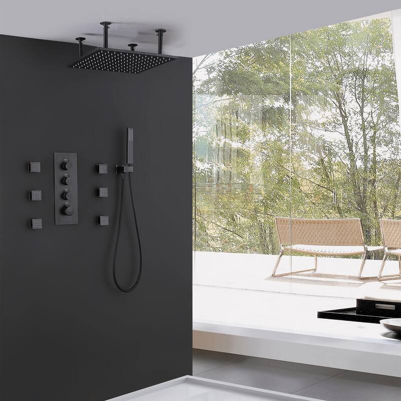 Rbrohant Thermostatic Complete Shower System with Rough in-Valve - Oil Rubbed Bronze
